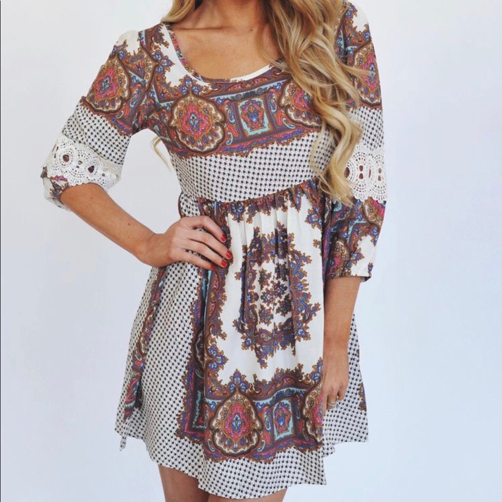 UMGEE boho mini baby doll dress